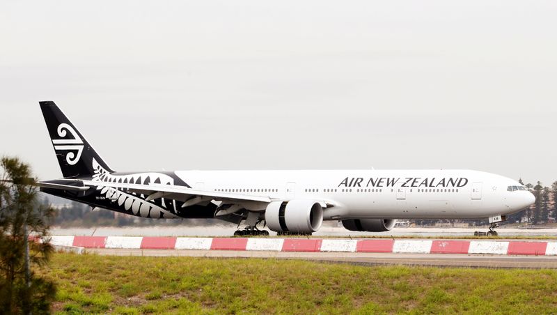 FILE PHOTO: An Air New Zealand Boeing 777 plane taxis after landing at Kingsford Smith International Airport in Sydney