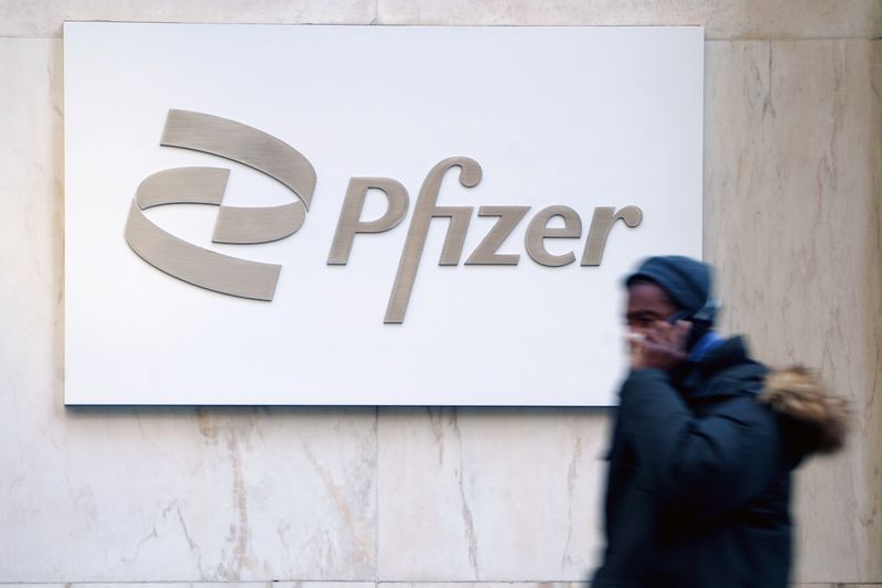 Pfizer logo in Manhattan, New York