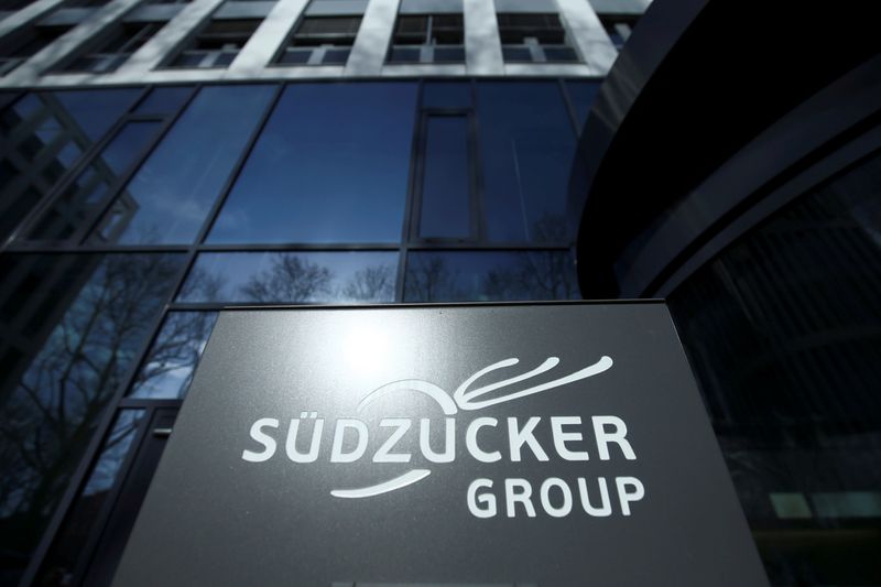 A company logo of Suedzucker Group is pictured at the headquarters in Mannheim
