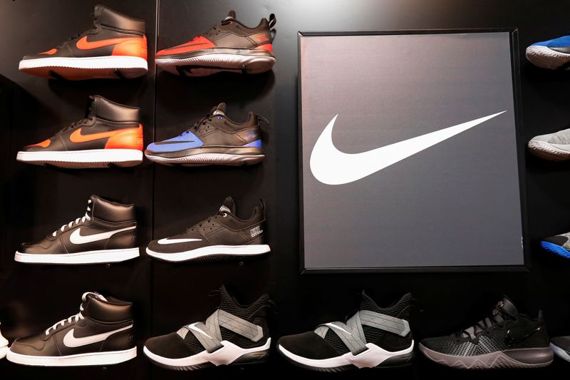 Nike shoes are seen on display in New York