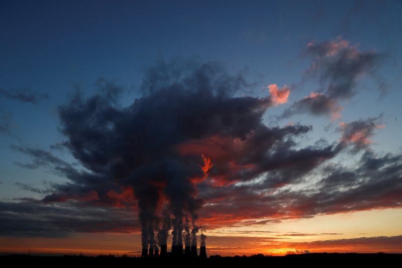FILE PHOTO: Sunset over Drax power station in North Yorkshire