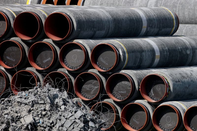 FILE PHOTO: Pipes for the Nord Stream 2 Baltic Sea pipeline in Mukran