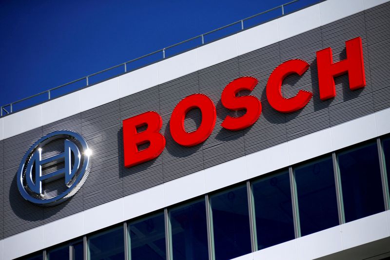FILE PHOTO: FILE PHOTO: The Robert Bosch logo at the company's research and development centre in Renningen
