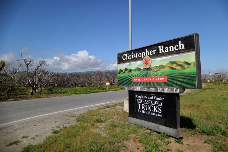 FILE PHOTO: The entrance to Christopher Ranch garlic farm is seen in Gilroy