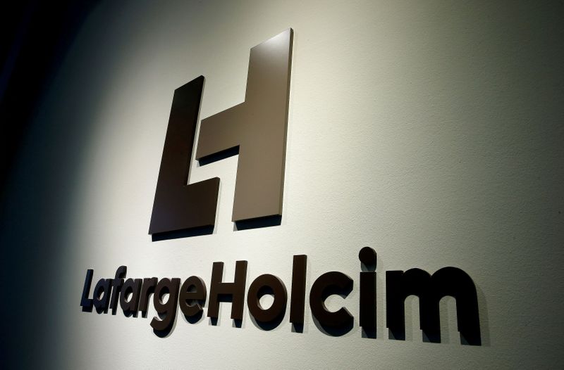 FILE PHOTO: The logo of LafargeHolcim, the world's largest cement maker, at its Zurich headquarters