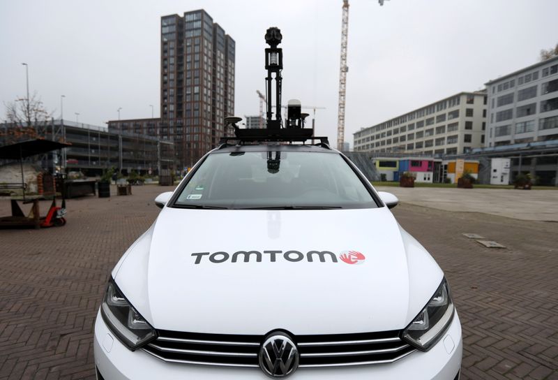 TomTom logo and camera are seen on a vehicle in Eindhoven