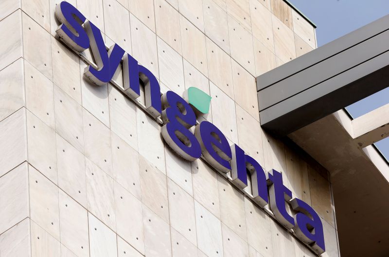 The logo of Swiss agrochemicals maker Syngenta is seen at its headquarters in Basel