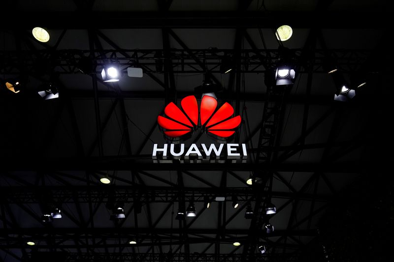 FILE PHOTO: A Huawei logo is seen at the Mobile World Congress (MWC) in Shanghai