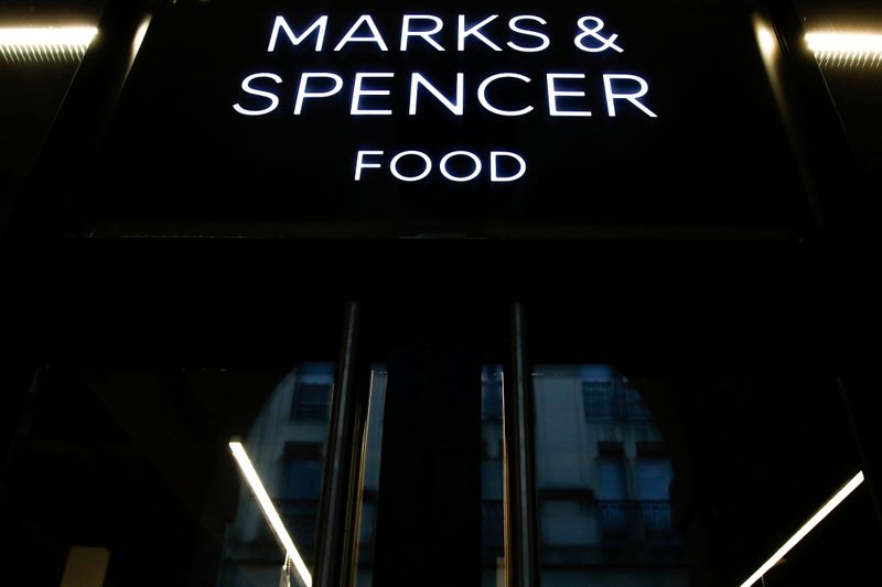 FILE PHOTO: Logo at a Marks and Spencer food store in Paris