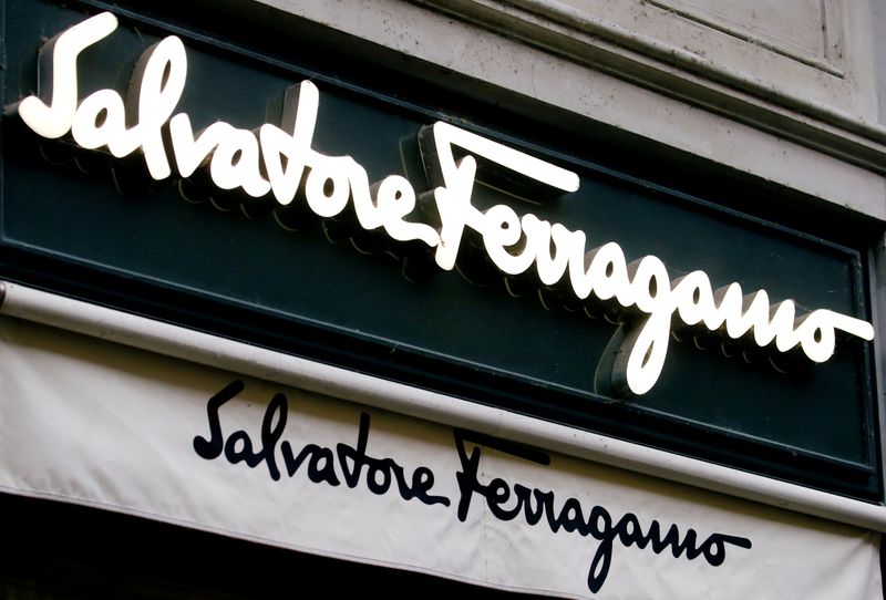 Italian luxury fashion house Salvatore Ferragamo's logo is seen at a store, as the spread of the coronavirus disease (COVID-19) continues, in Zurich