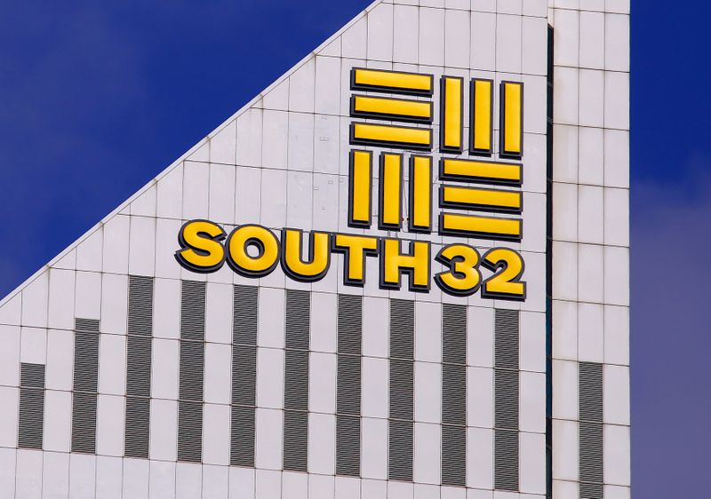 FILE PHOTO - A sign adorns the building where Australian miner South32 has their office in Perth