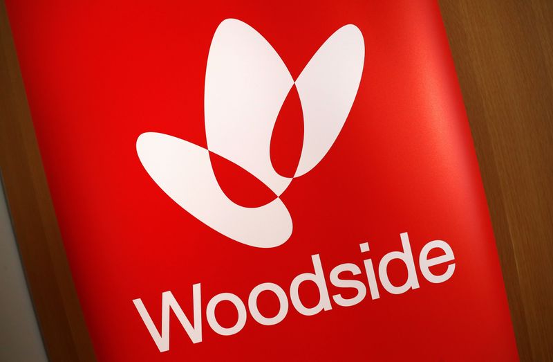 FILE PHOTO: The logo for Woodside Petroleum, Australia's top independent oil and gas company