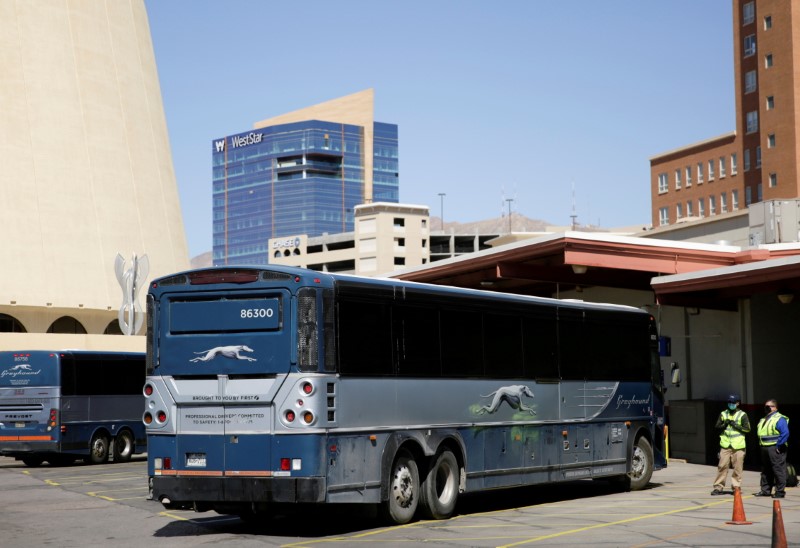 FILE PHOTO: Buses are parked at the Greyhound bus station, in El Paso