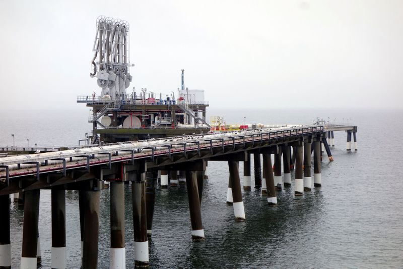 FILE PHOTO: Pier at Dominion's Cove Point LNG plant is seen at Maryland's Chesapeake Bay