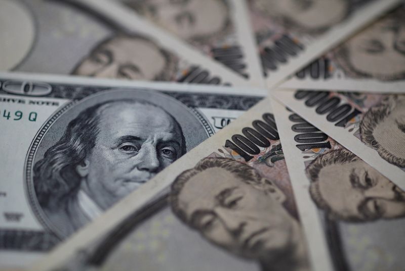 FILE PHOTO: Illustration photo of U.S. dollar and Japan yen notes