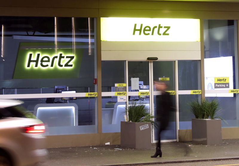 FILE PHOTO: The logo of car rental company Hertz is seen in Zurich