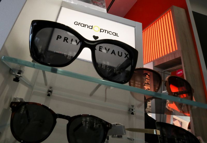 Sunglasses are displayed at a GrandOptical store in Brussels