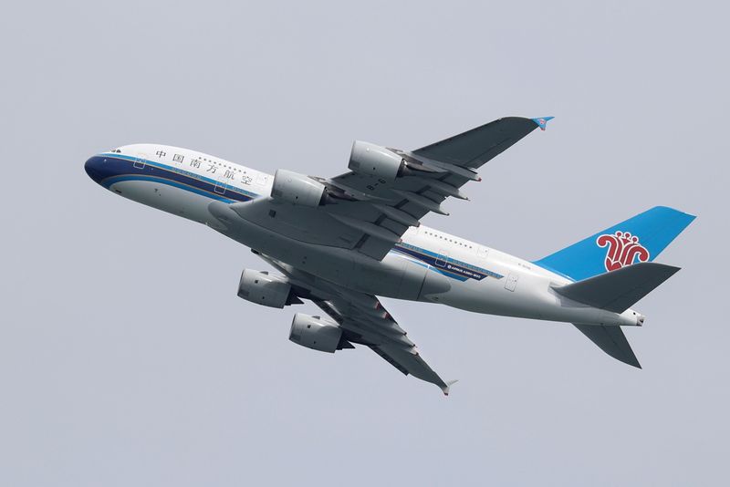 FILE PHOTO: A China Southern Airlines plane takes off from Sydney Airport in Sydney