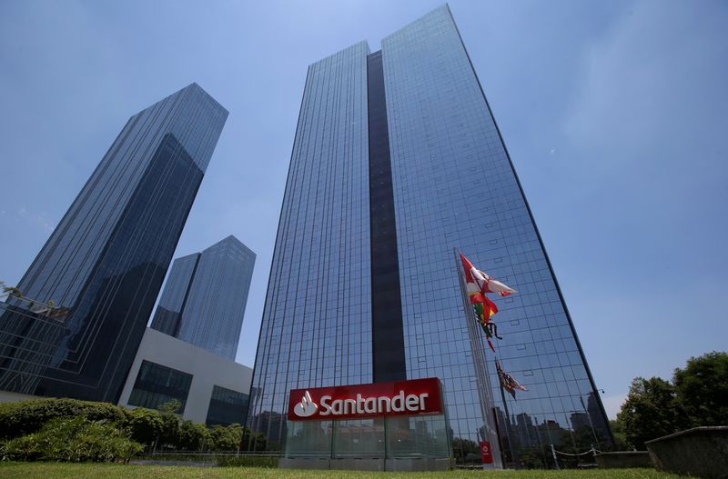FILE PHOTO: Santander bank office building is seen in Sao Paulo