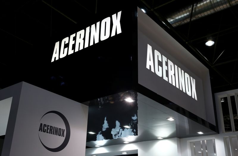 The logo of stainless steel manufacturer Acerinox of Spain is pictured in Duesseldorf