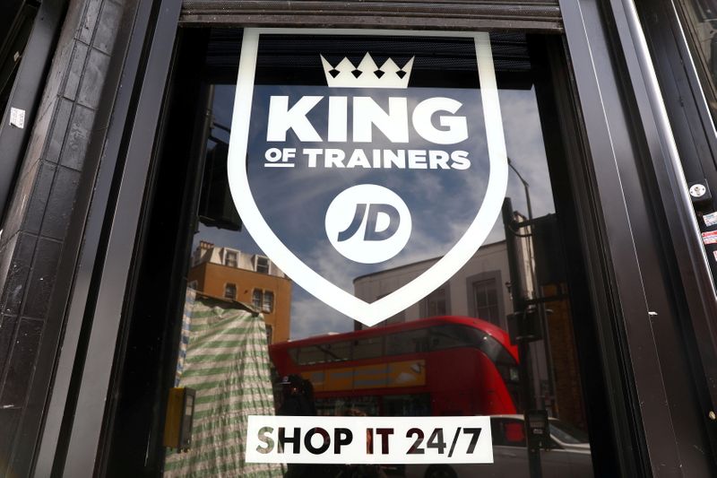 FILE PHOTO: A JD Sports sign at one of the company's London stores