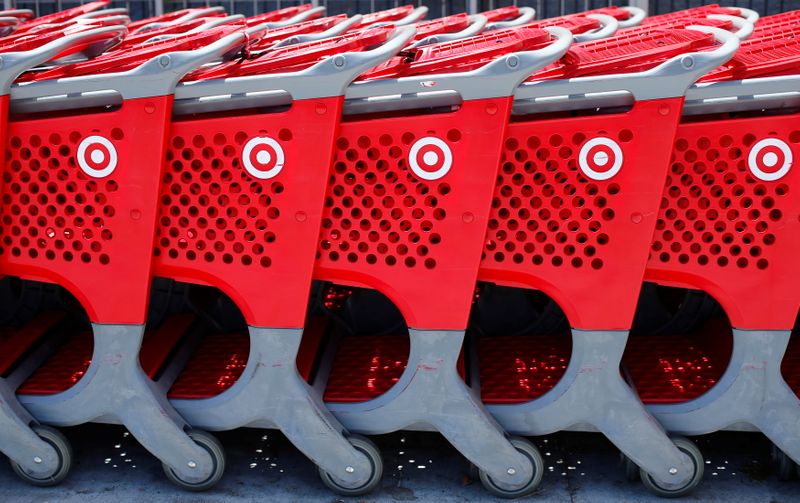 FILE PHOTO: Shopping carts from a Target store are lined up in Encinitas