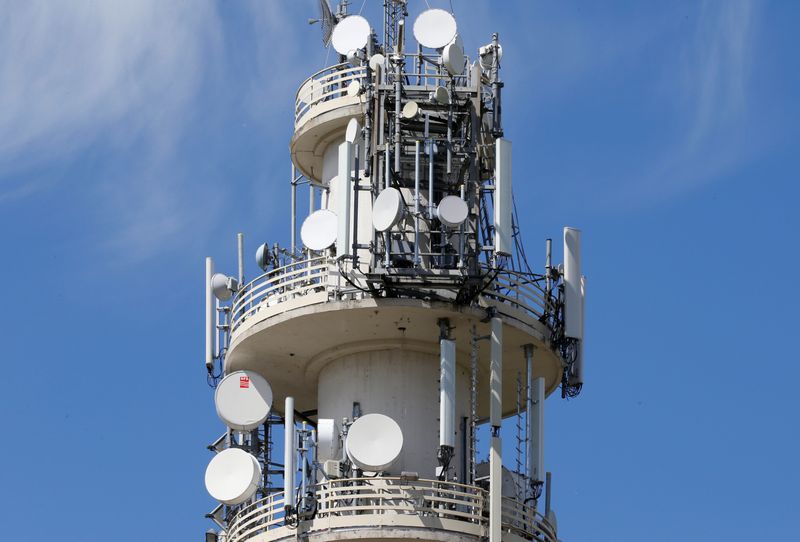 FILE PHOTO: Mobile telecom transmitter relays and antenna are pictured in Bordeaux