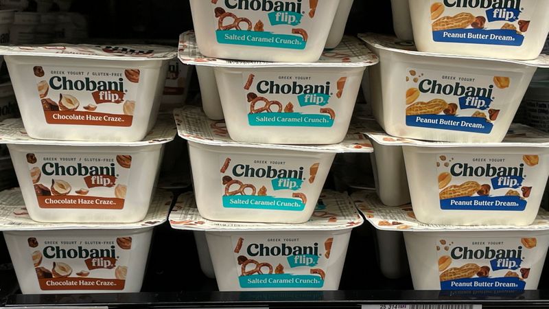 FILE PHOTO: Greek-yogurt maker Chobani is shown for sale in a California grocery store