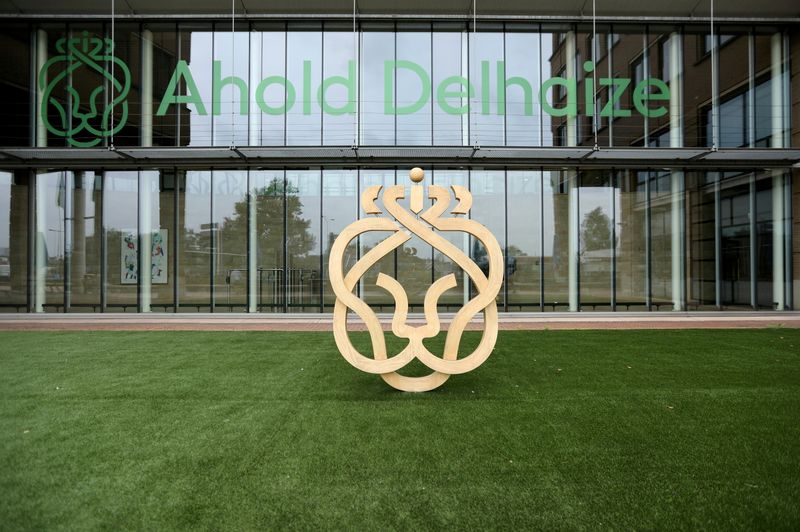 FILE PHOTO: The Ahold Delhaize logo is seen at the company's headquarters in Zaandam