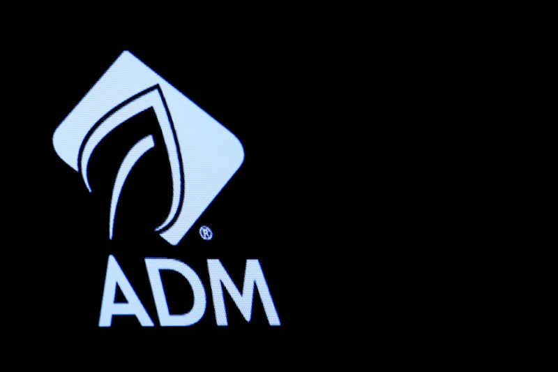 FILE PHOTO: The Archer Daniels Midland Co. (ADM) logo is displayed on a screen on the floor of the NYSE in New York