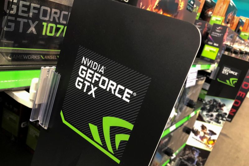 FILE PHOTO: NVIDIA graphic cards are shown for sale at a retail computer store in San Marcos, California
