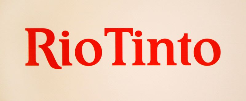 FILE PHOTO: A Rio Tinto logo is displayed on the front of a wall panel during a news conference in Sydney
