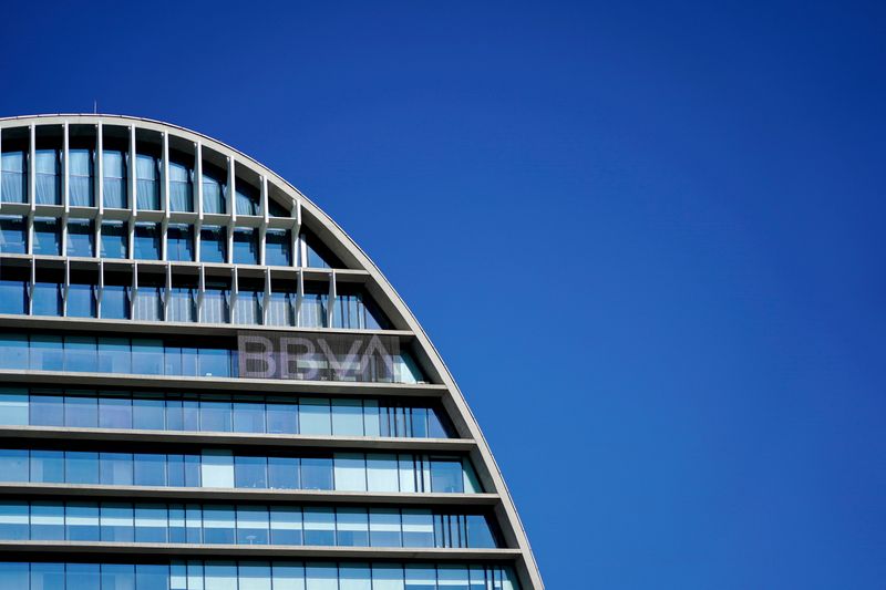 FILE PHOTO: A view shows the Spanish bank BBVA's headquarters, in Madrid