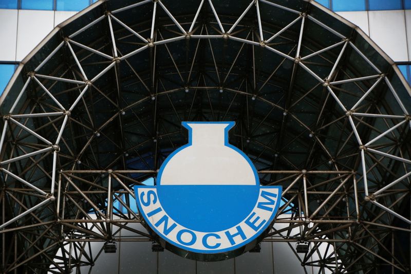 FILE PHOTO: A logo of Sinochem is seen outside an office building of Sinochem in Beijing