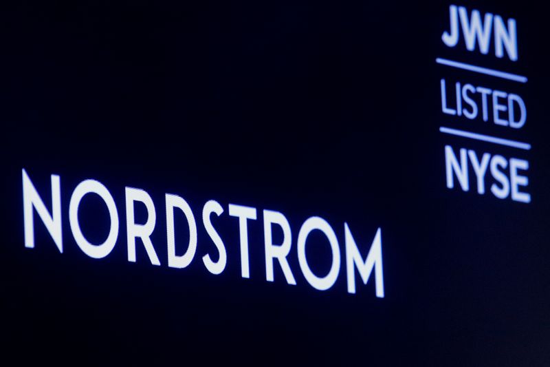 FILE PHOTO: The company logo for Nordstrom Inc, is displayed on a screen at the NYSE in New York