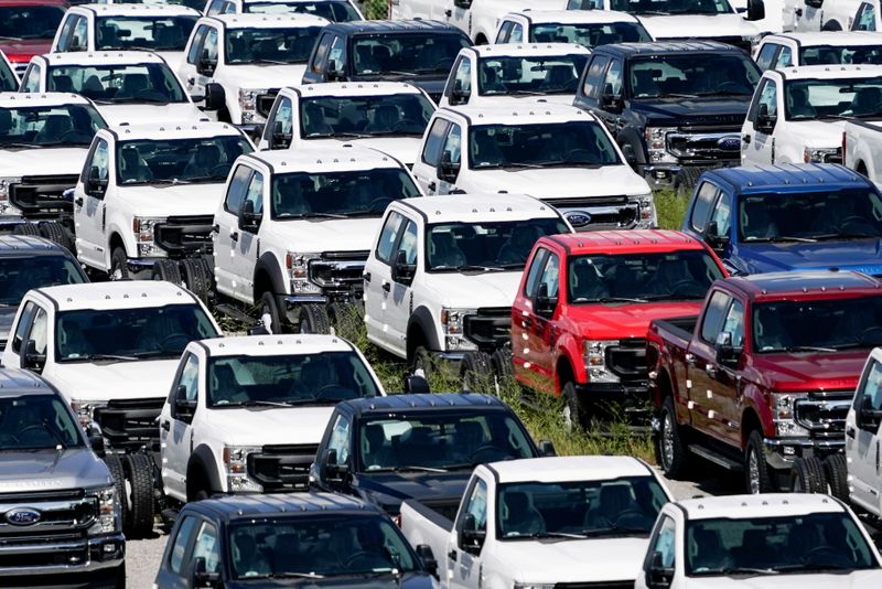 FILE PHOTO: Thousands of Ford F-150s without chips are stored at Kentucky Speedway