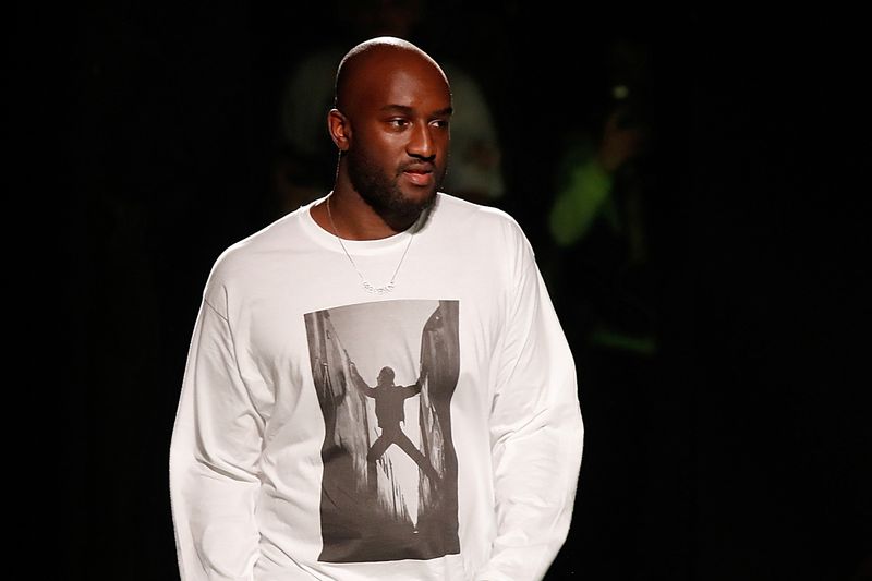 Designer Virgil Abloh appears at the end of his Spring/Summer 2019 collection for Off-white fashion label during Mens’ Fashion Week in Paris
