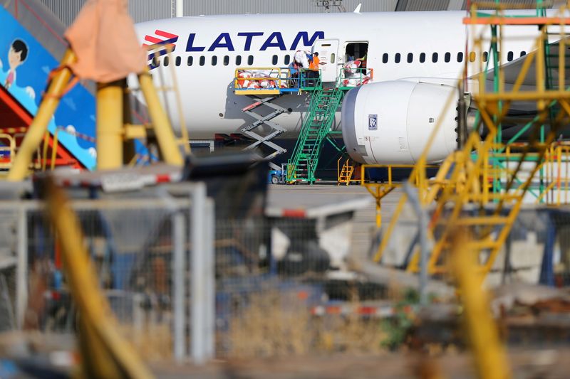 FILE PHOTO: LATAM Airlines plane is seen at Santiago International Airport