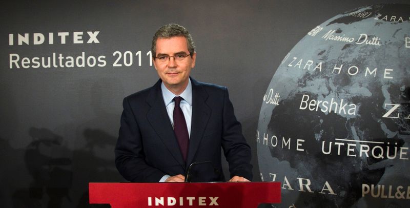 Spanish group Inditex CEO Isla before presenting the company's 2011 annual results in Madrid