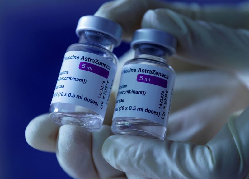 FILE PHOTO: A doctor shows vials of AstraZeneca's COVID-19 vaccine in his general practice facility, as the spread of the coronavirus disease (COVID-19) continues, in Vienna, Austria
