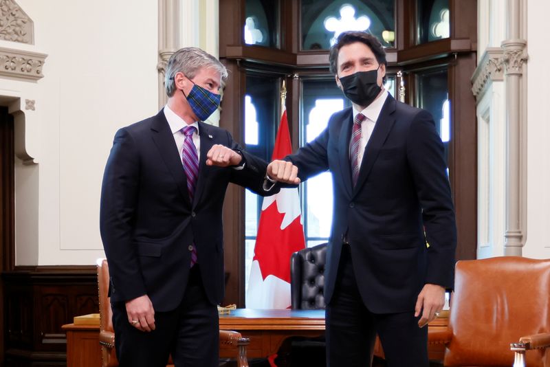 Nova Scotia’s Premier Tim Houston meets with Canada's Prime Minister Justin Trudeau on Parliament Hill in Ottawa