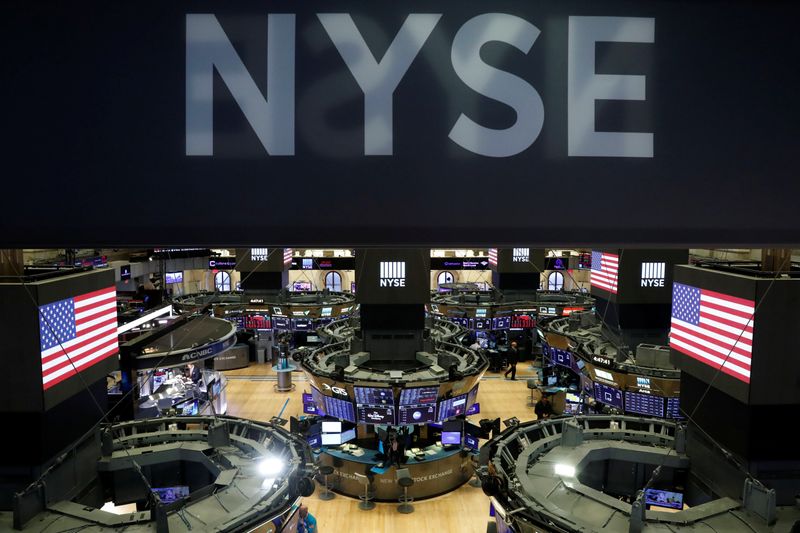 FILE PHOTO: The floor of the New York Stock Exchange (NYSE) is seen after the close of trading in New York