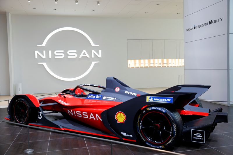 Formula E race car on display at Nissan Gallery in Yokohama