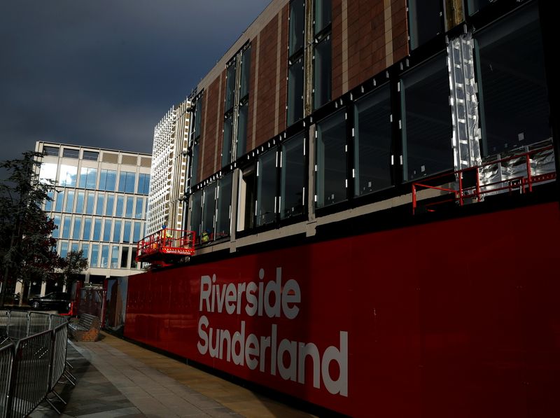 General view showing workers on part of the under construction Riverside development in Sunderland