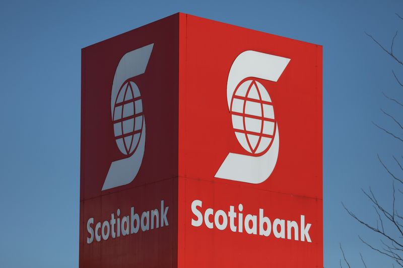 FILE PHOTO: A Bank of Nova Scotia logo is seen outside of a branch in Ottawa
