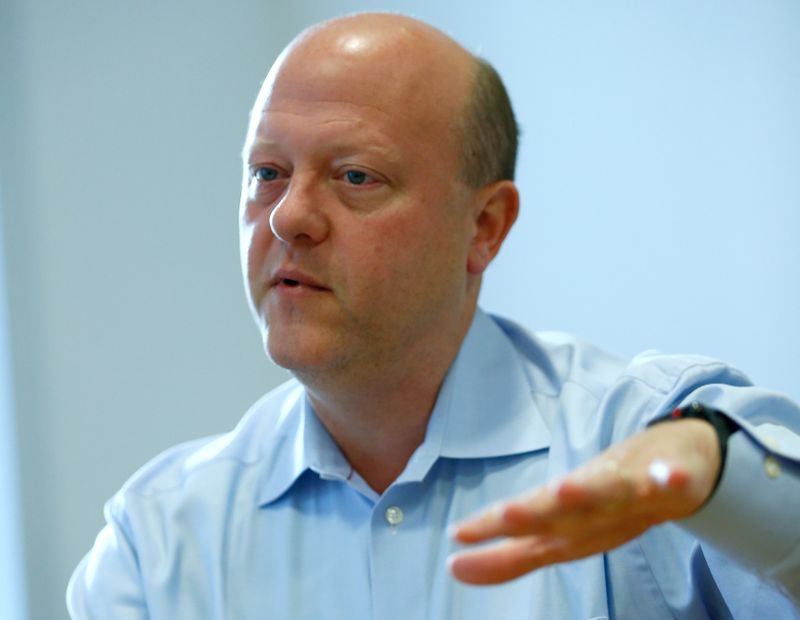 Jeremy Allaire, the Chief Executive Officer of cryptocurrency start-up Circle, speaks during an interview, in London