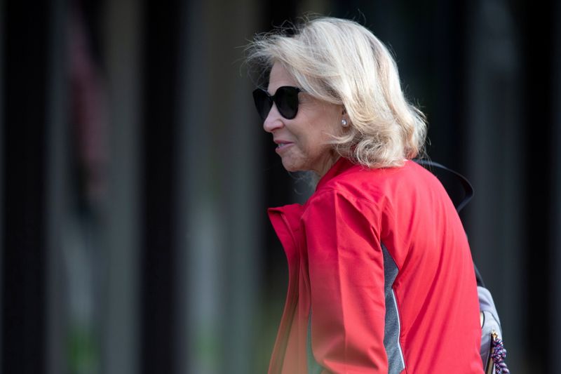FILE PHOTO: Shari Redstone, chair of ViacomCBS, walks to a media conference in Sun Valley