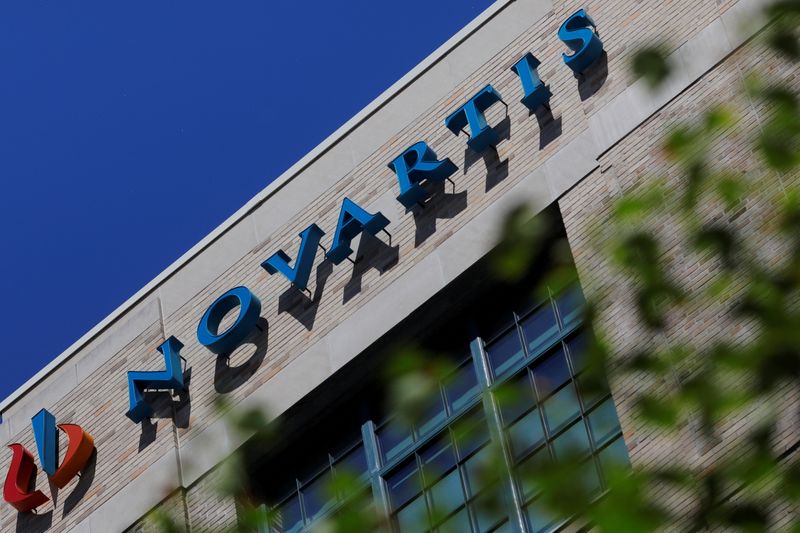 FILE PHOTO: A sign marks the Novartis facility in Cambridge
