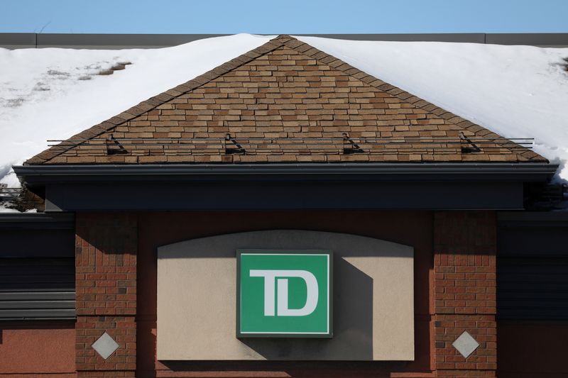 FILE PHOTO: The Toronto-Dominion bank logo is seen outside of a branch in Ottawa