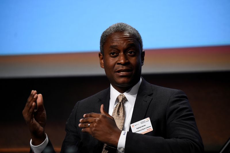 FILE PHOTO: President and Chief Executive Officer of the Federal Reserve Bank of Atlanta Raphael W. Bostic speaks at a European Financial Forum event in Dublin